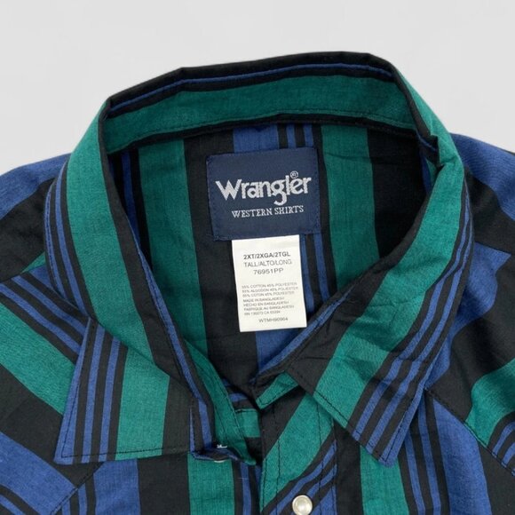 Wrangler Men's Western Shirt Dead Stock Vintage Snap Cowboy Short Sleeve 2XL - Picture 4 of 6